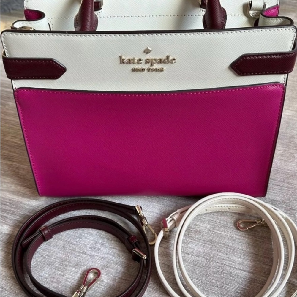 🩷♠️ Kate Spade Spade New York Staci Colorblock Leather Satchel♠️🩷 - Picture 2 of 10